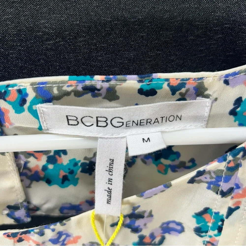 BCBGeneration Atlantis Cont Pocket Dress Shift Cap Sleeve Floral Print Size M - Picture 9 of 11